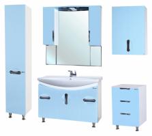 Зеркало-шкаф Bellezza Лагуна 105 голубой с подсветкой, ручки хром